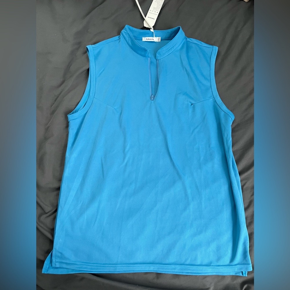 NWT Sykooria Blue Quarter-zip Tank Top-2XL!